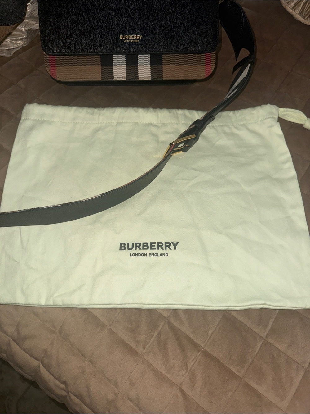 Burberry Black Leather & Classic Check Shoulder Bag - Picture 3 of 6